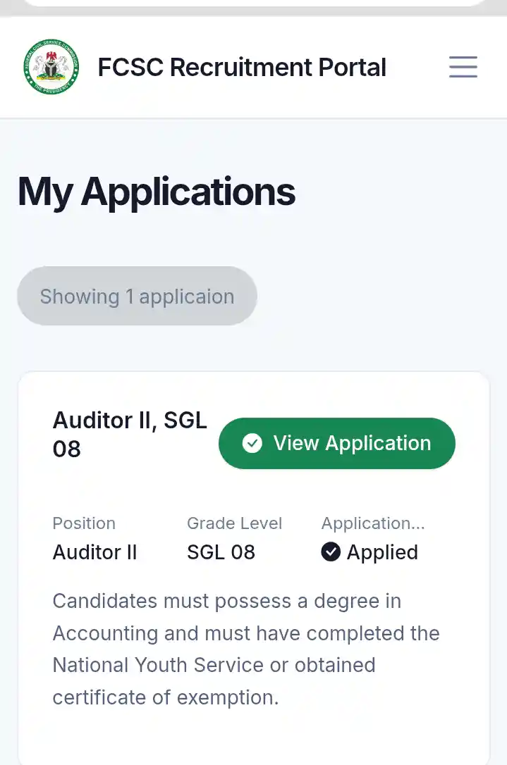 FCSC 2025 recruitment application portal for Nigerian job seekers