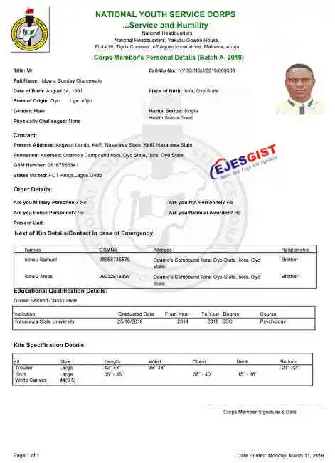 how to print NYSC Green Card