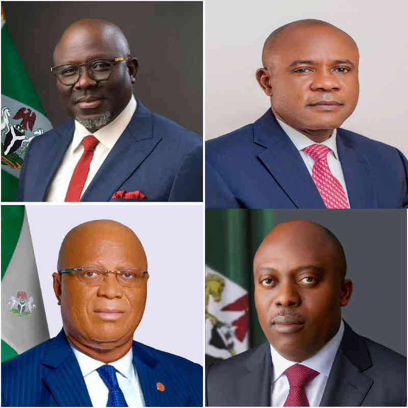 Governor Siminalayi Fubara of Rivers State, Governor Peter Mbah of Enugu State, Governor Sheriff Oborevwori of Delta State, Governor Umo Eno of Akwa Ibom State