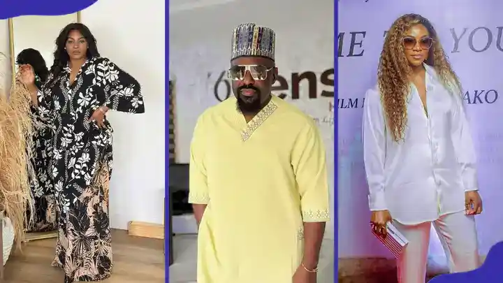 Nollywood actors Omotola Jalade (L), Jim Iyke (C) and Genevieve Nnaji (R). Photo: @realomosexy, @jim.iyke, @genevievennaji